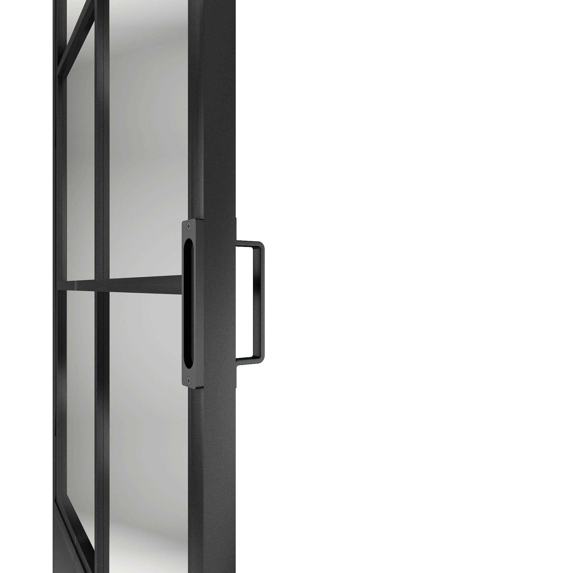 Black Glass Steel Single Barn Door Z47184