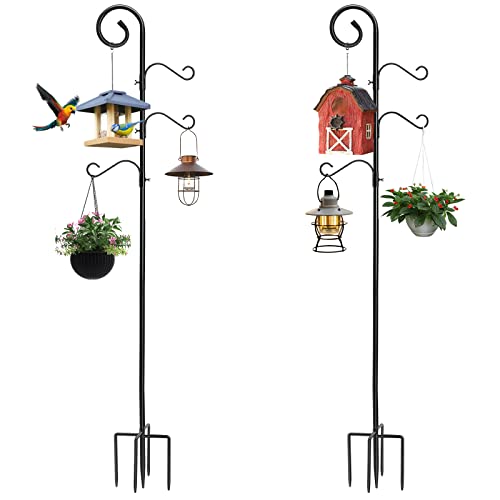 76 Inch 2 Pack Shepherds Hooks with 4 Hooks and Base Z672