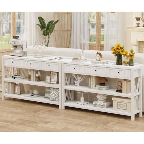 Industrial Console Table with Shelf and 3 Drawers, Walnut Brown M804098