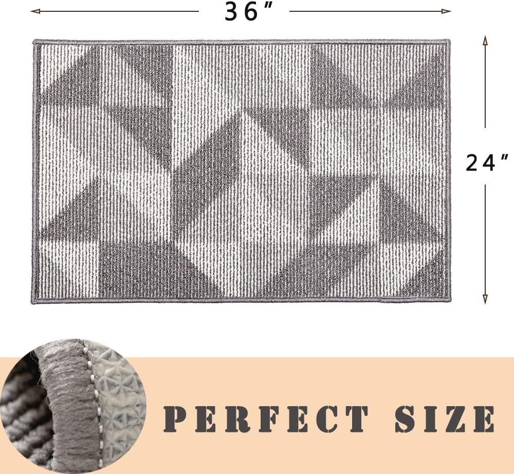 Gray 24 x 36 Inch Non Slip Indoors Doormat T281302