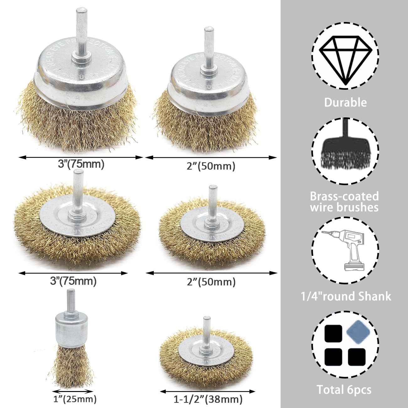 6pcs Crimped Cup Brush with 1/4-Inch Shank Z17240