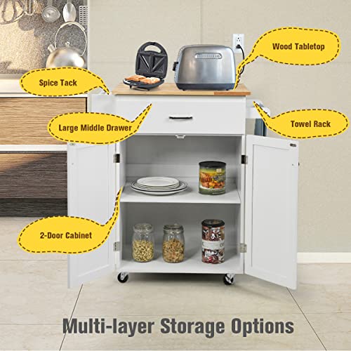 Kitchen Island Cart with Storage on Wheels D7467