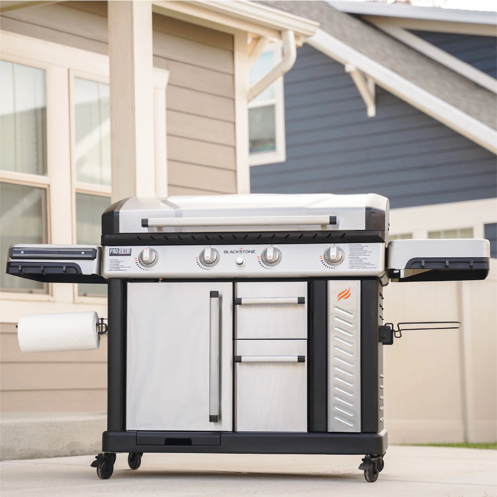 4-Burner 36 Propane Griddle with Stainless Steel Cabinet and Hood Z491