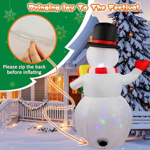 360° Rotating LED Lights 5ft Inflatable Snowman O399415