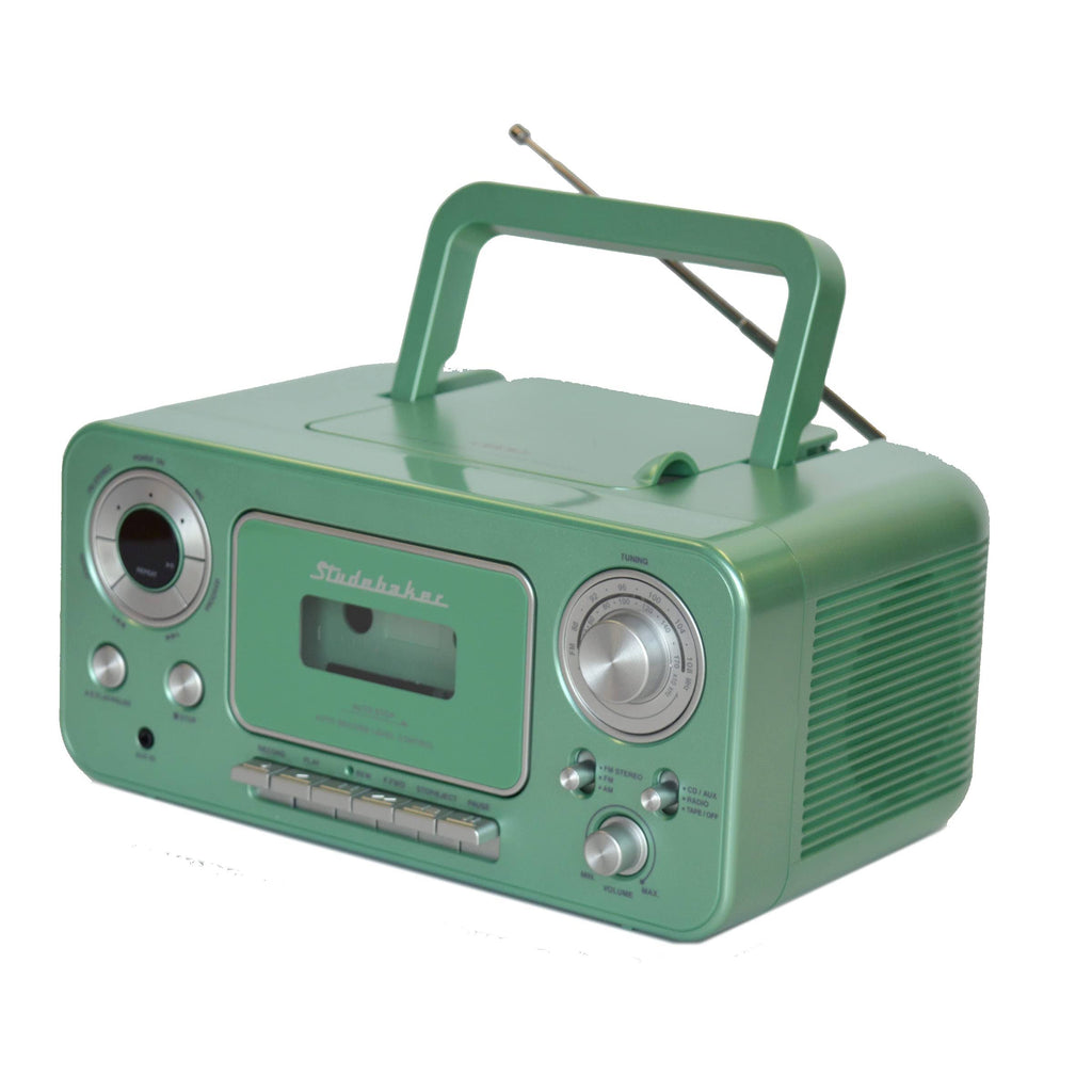 Portable Stereo CD Player with AM/FM Radio and Cassette Player Recorder Teal Silver S599