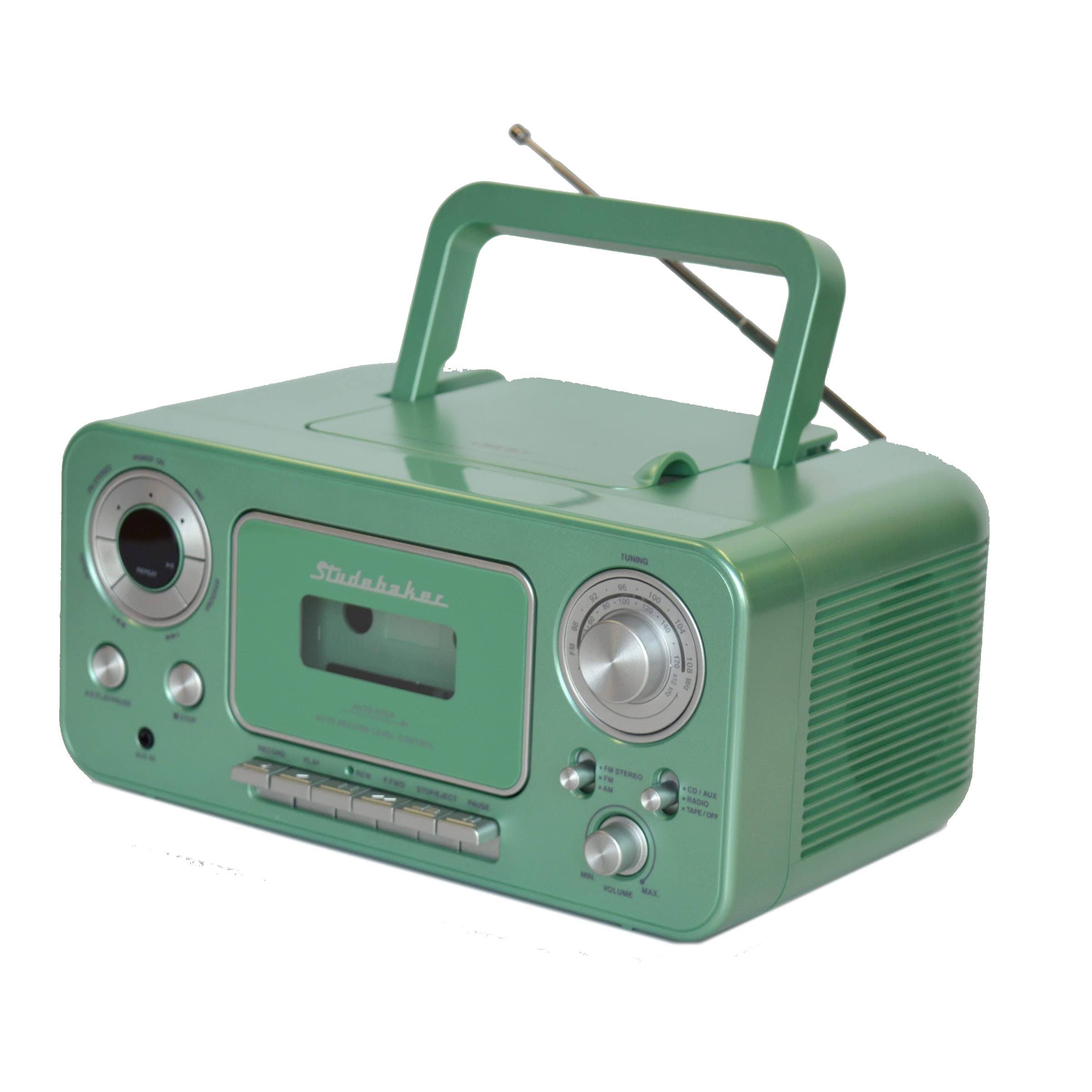 Portable Stereo CD Player with AM/FM Radio and Cassette Player Recorder Teal Silver S599