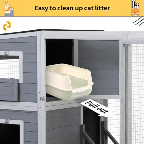 Large Weatherproof 4-Tier Cat Cage with 2 Platforms M683