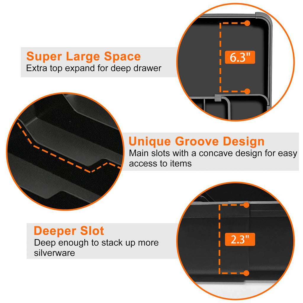 7-Section Expandable Drawer Divider, Black M385410