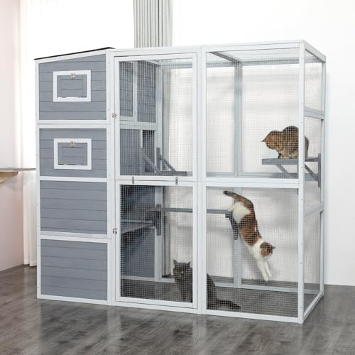 Large Weatherproof 4-Tier Cat Cage with 2 Platforms M683