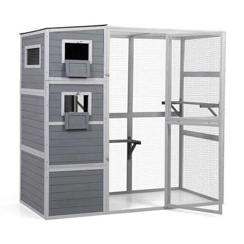 Large Weatherproof 4-Tier Cat Cage with 2 Platforms M683