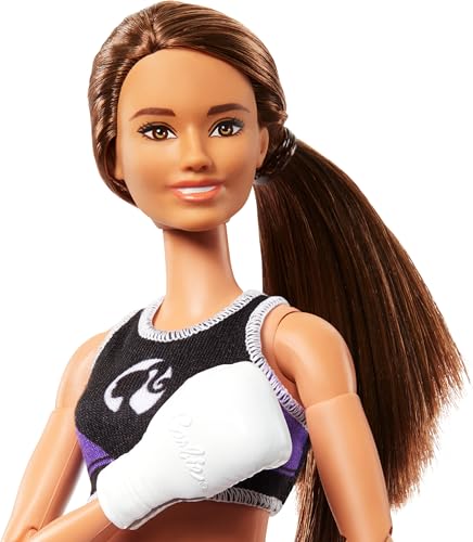 Barbie Careers Fashion Doll & Accessories, Made to Move Brunette Boxer with Boxing Gloves K77611