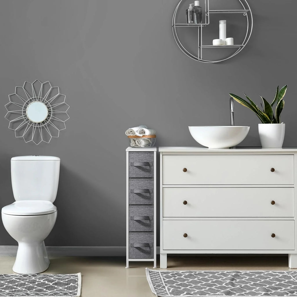 Narrow 4-Drawer Dresser White I14114
