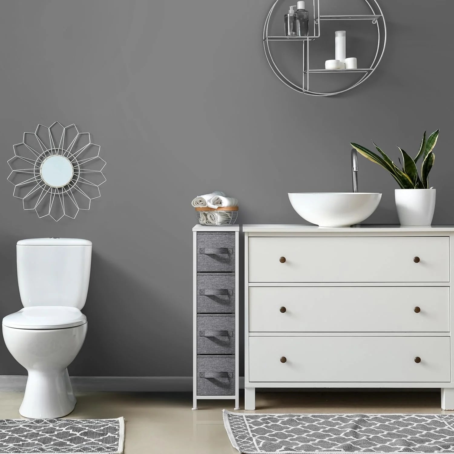 Narrow 4-Drawer Dresser White I14114