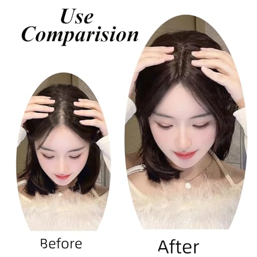 Dark Brown Silky Straight Hair Topper with Clips L554