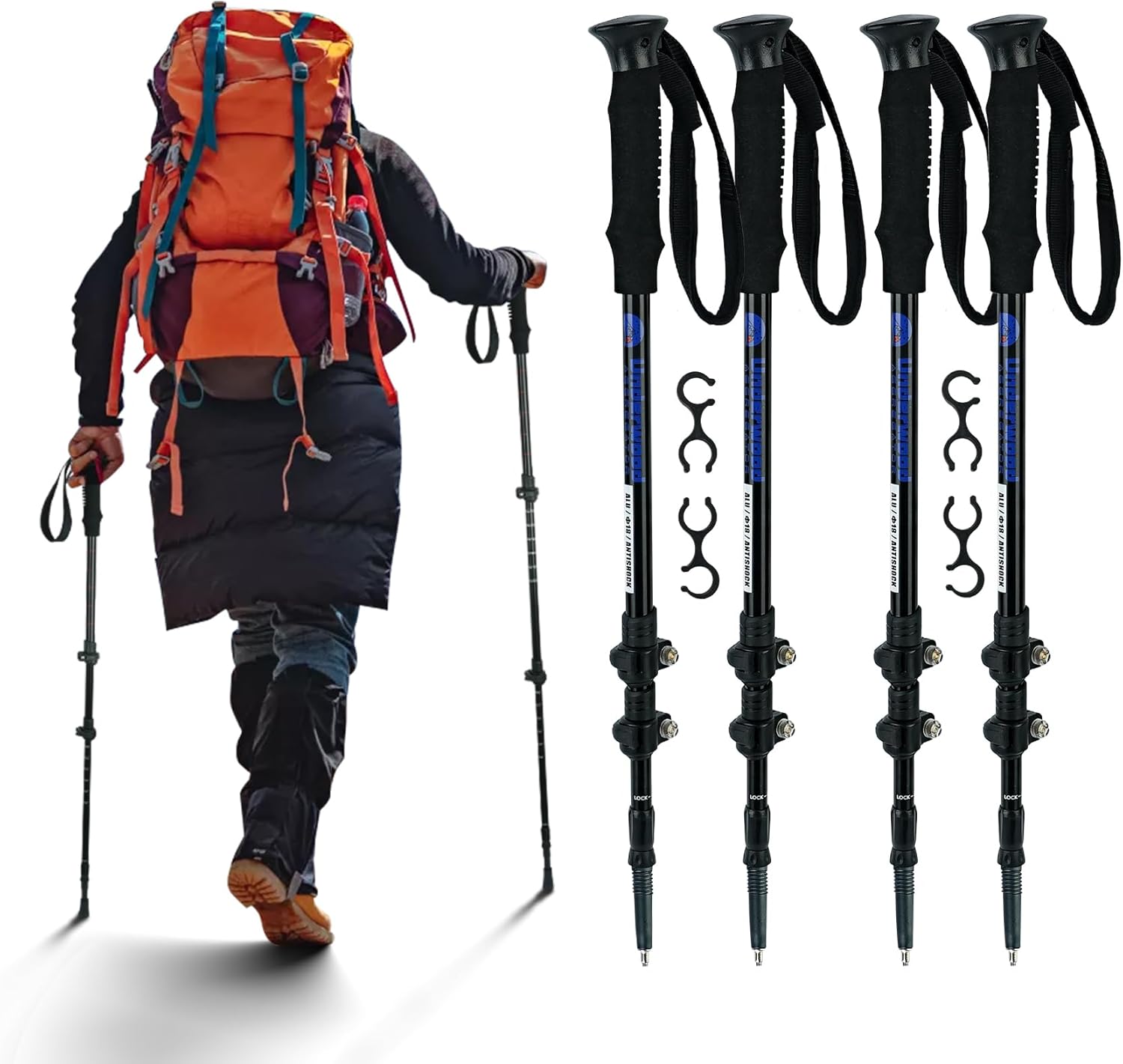 4 Pack Adjustable Aluminum Trekking Poles E661