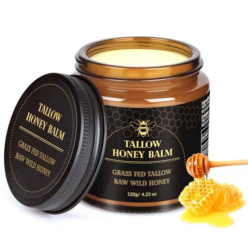 Organic Grass-Fed Beef Tallow Balm with Raw Wild Honey (120g) E5133