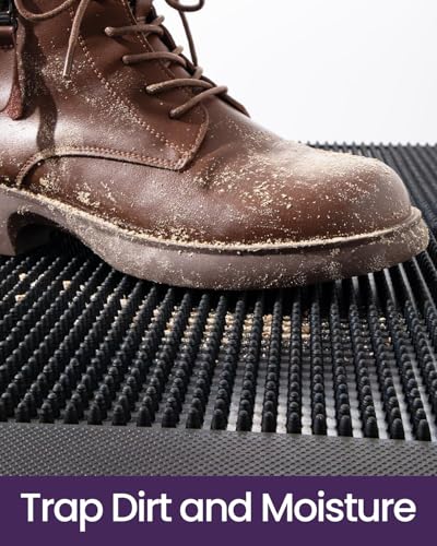 Heavy Duty Non-Slip Rubber Entry Mat, 24x36, Black P8830