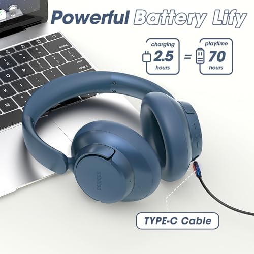 Hybrid Active Noise Cancelling Headphones with Transparent Modes, 70H Playtime Bluetooth Wireless with Mic, 3.5MM Cable, Soft Earpads, Fast Charging, Black T2183