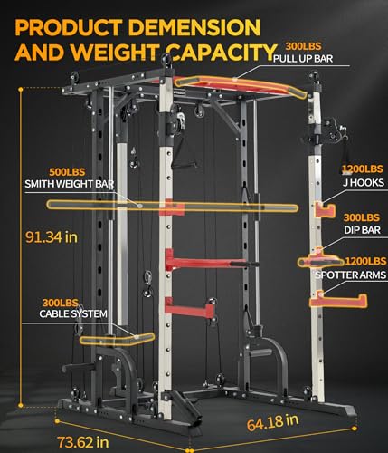 Smith Machine Home Gym with Cable Crossover Power Cage Z2876