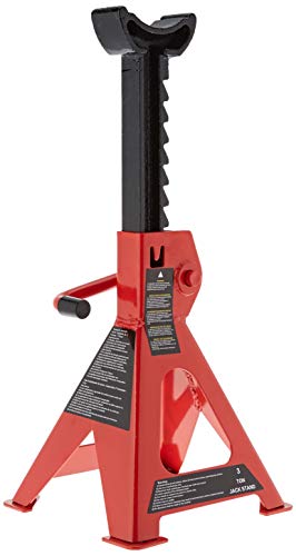 3 Ton Capacity Steel Auto Stands, 1 Pair, Black and Red Q731450