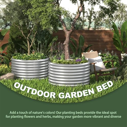4 Pack 3x3FT Round Galvanized Metal Raised Garden Bed F56385