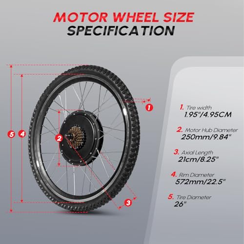 48V 1200W 26" Electric Bike Hub Motor Kit E89164