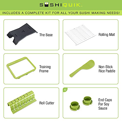 Sushi Making Kit with 2 Roll Cutters, Chopstick Trainers, Triangle Onigiri Molds Y471