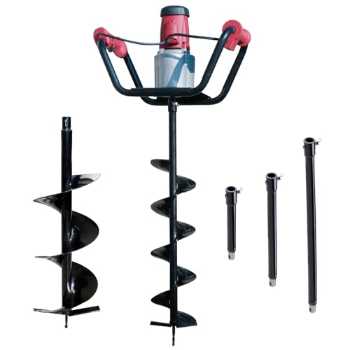 1500W Electric Post Hole Digger with 8" Digging Auger and Extension Rods G2908