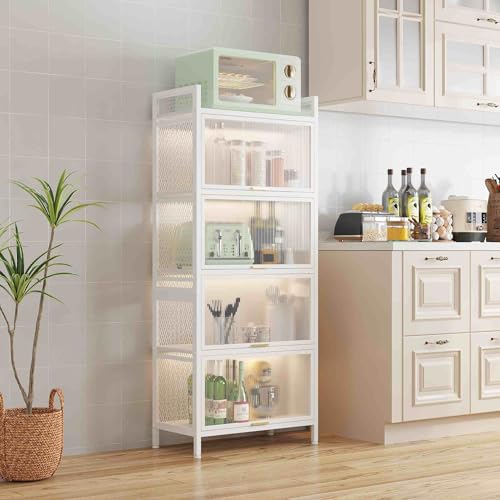 White 5 Shelf Cabinet with Door and Shelves C41757