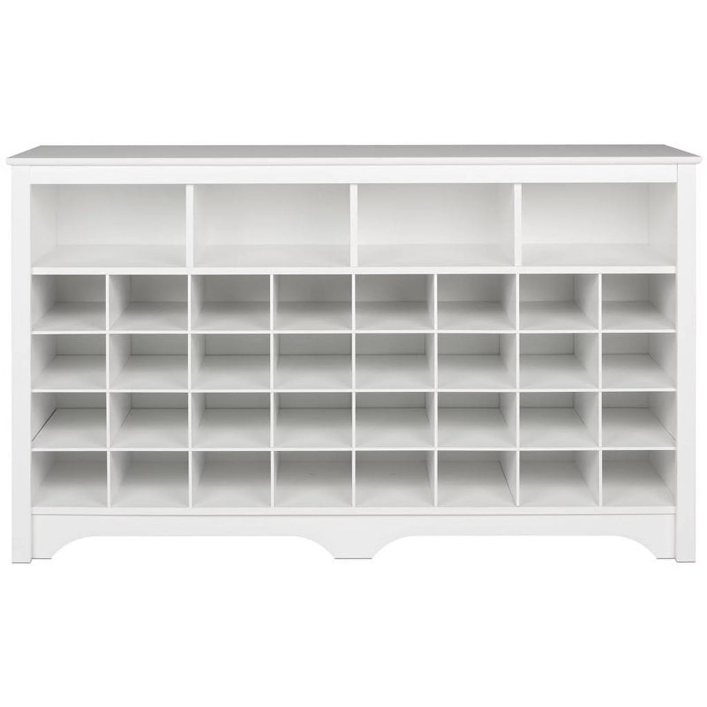 White 36 Cubby Engineered Wood Shoe Cubby Console T71387
