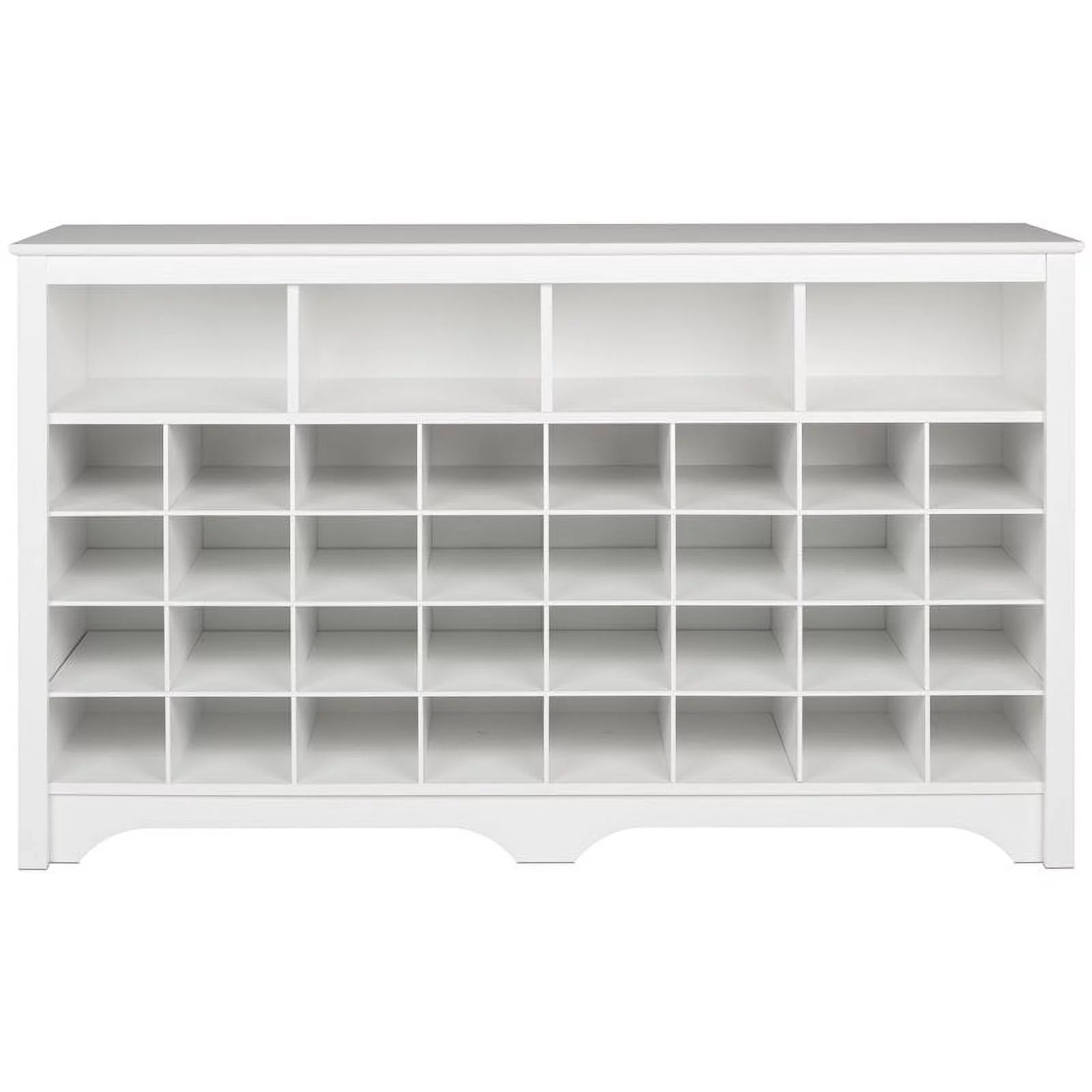 White 36 Cubby Engineered Wood Shoe Cubby Console T71387