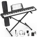88 Key Semi Weighted Electric Digital Piano with Sustain Pedal, Power Supply, Stand, Carrying Case, Headphones J885993