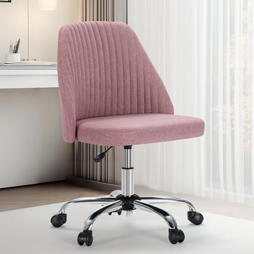 Armless Fabric Office Chair with Wheels Adjustable Swivel N291