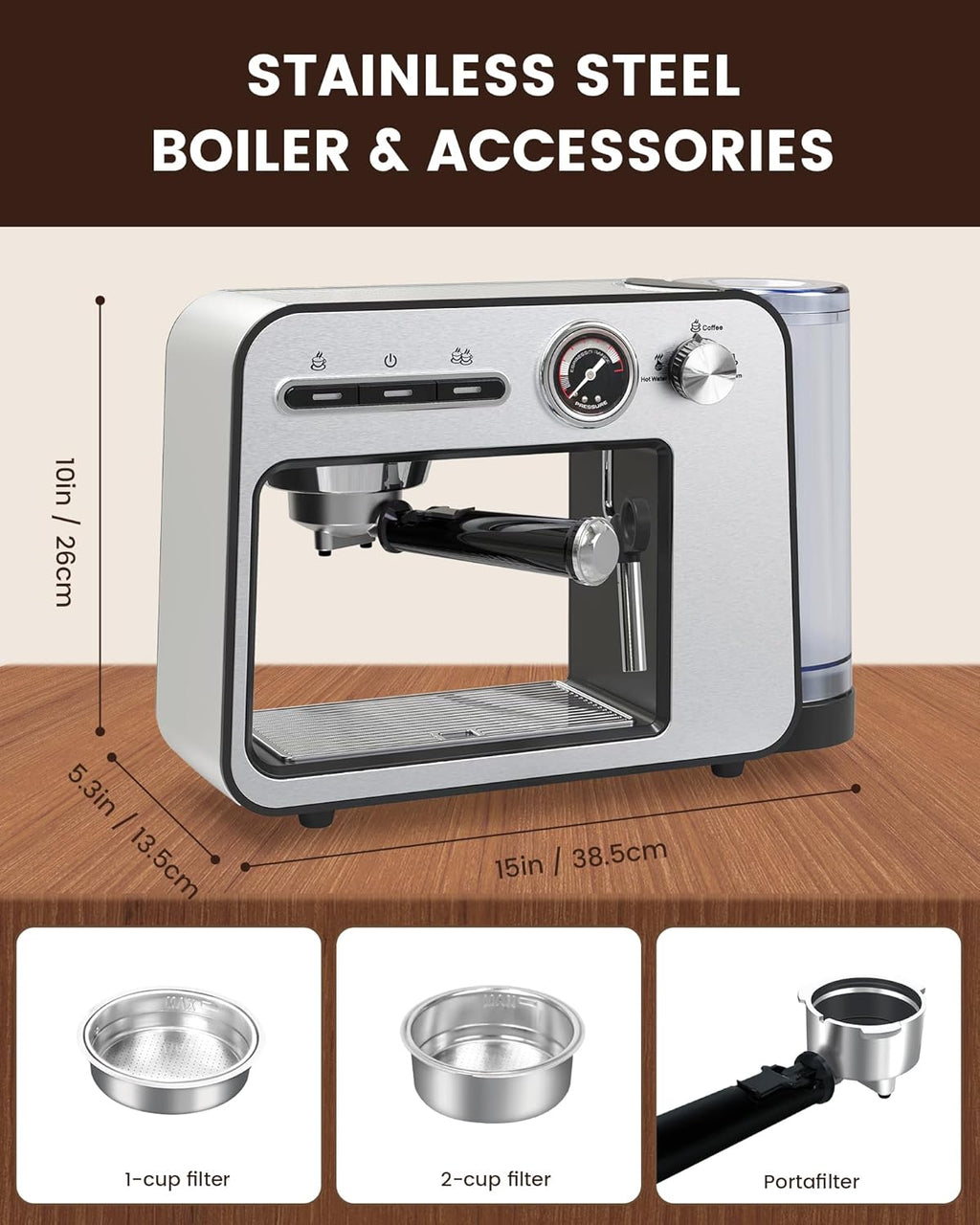 20 Bar Semi-Automatic Espresso Machine with Milk Frother X23032