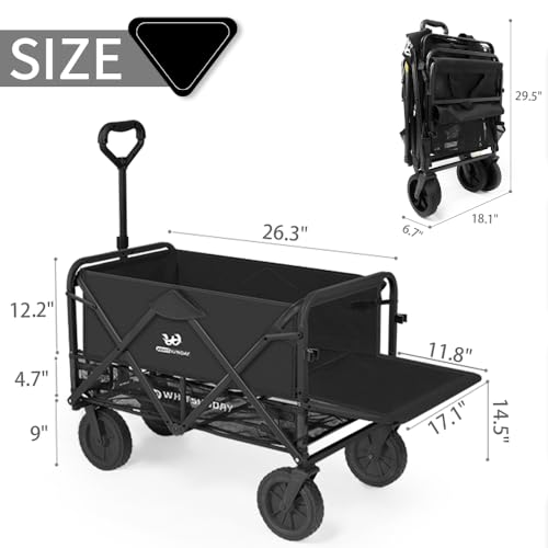 Collapsible Double Decker Wagon with All-Terrain Big Wheels Black I744710