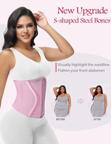 Short Torso Waist Trainer Corset Waist Cincher Body Shaper with Zipper Hooks V478327