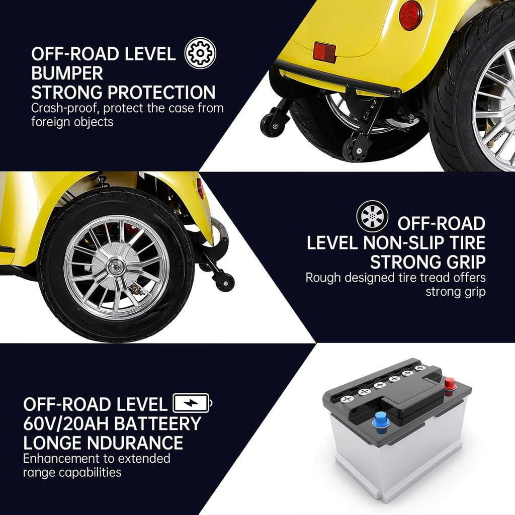 Heavy Duty 4-Wheel 3 Speed Mobility Scooter, 500 lbs. Weight Capacity G924
