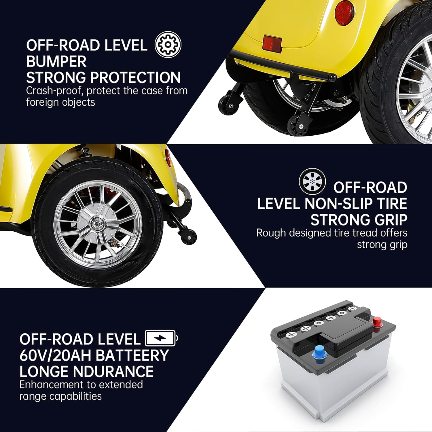 Heavy Duty 4-Wheel 3 Speed Mobility Scooter, 500 lbs. Weight Capacity G924