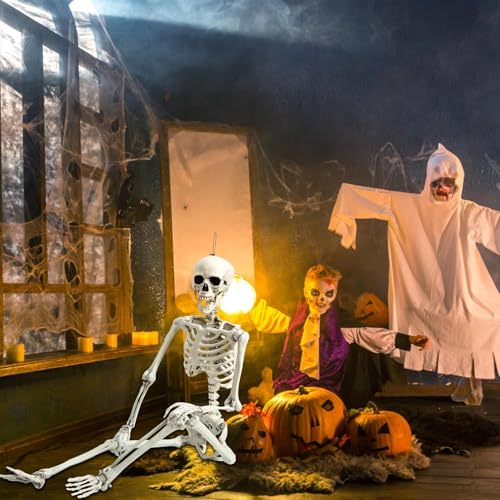 5.4 ft Posable Halloween Skeleton with Movable Joints Q98286