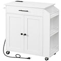 Natural and White Kitchen Island with Power Outlet and Drawer Z16608