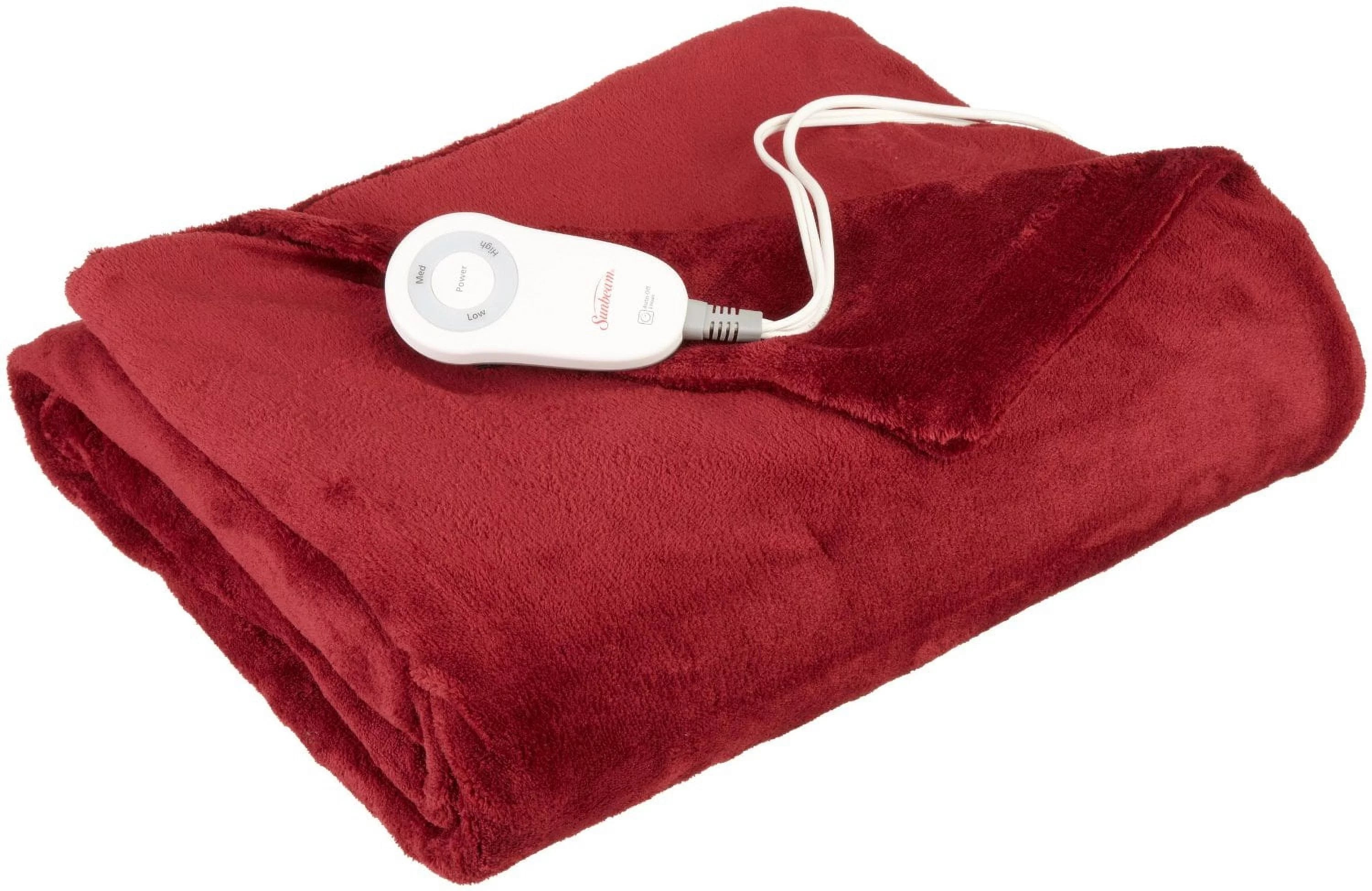 Electric Heated Throw Blanket Microplush Garnet Red W938