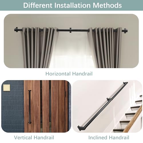 6ft Metal Stair Railing Handrail Kit W376