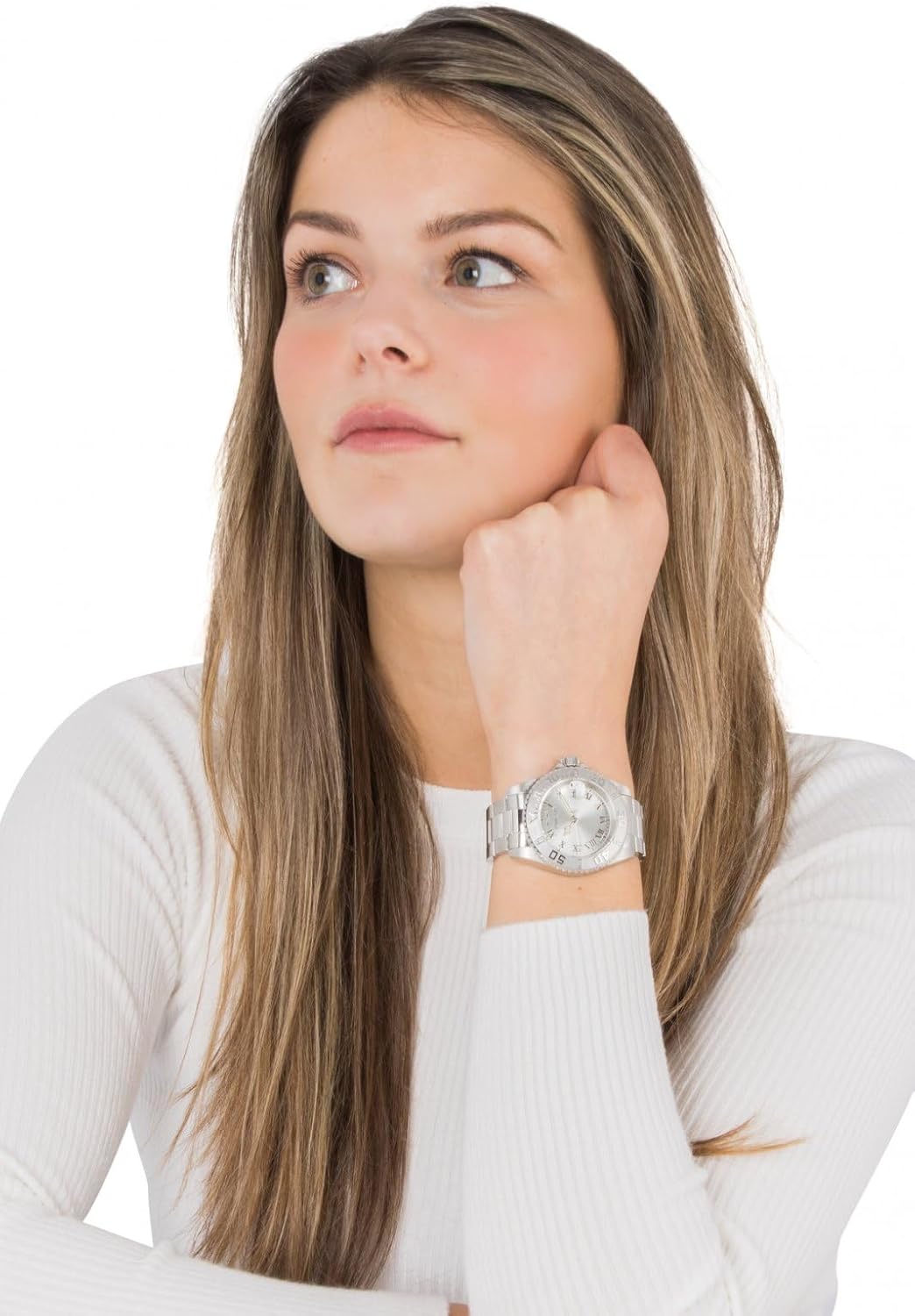 Silver Dial Diamond Accented Watch Y526682