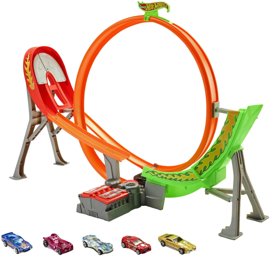 Hot Wheels Motorized Raceway Track Set with 5 Cars R346