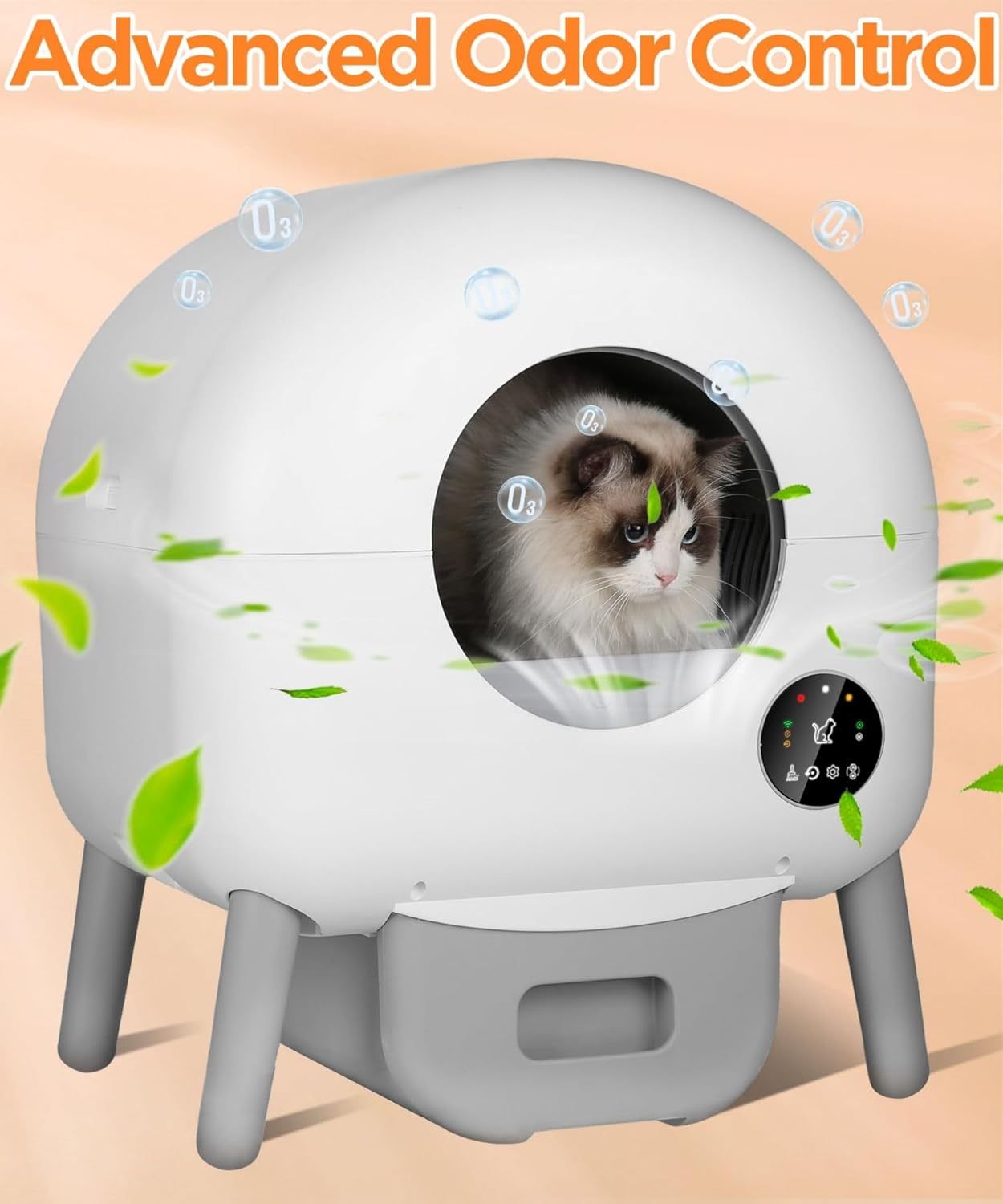 White Automatic Self Cleaning Cat Litter Box with Garbage Bags and Mat A713