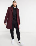 Wool Mix Overcoat in Port-Red C430288