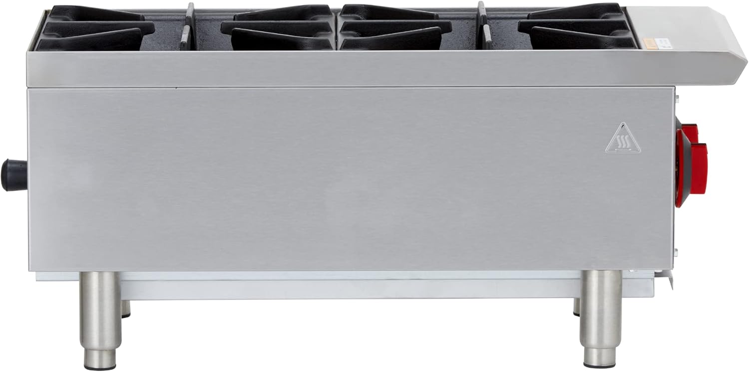 12" Two Burner Countertop Commercial Gas Hot Plate, Stainless Steel S4375
