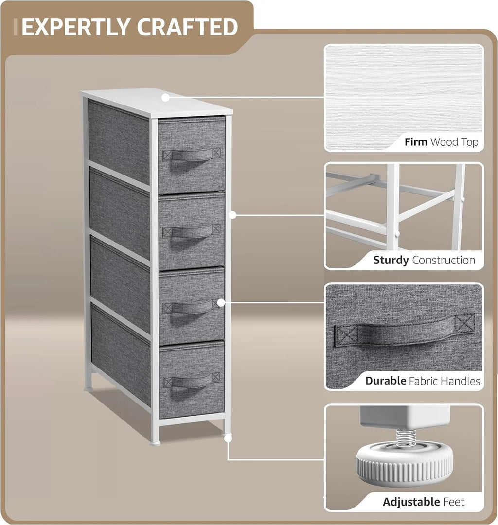 Narrow 4-Drawer Dresser White I14114