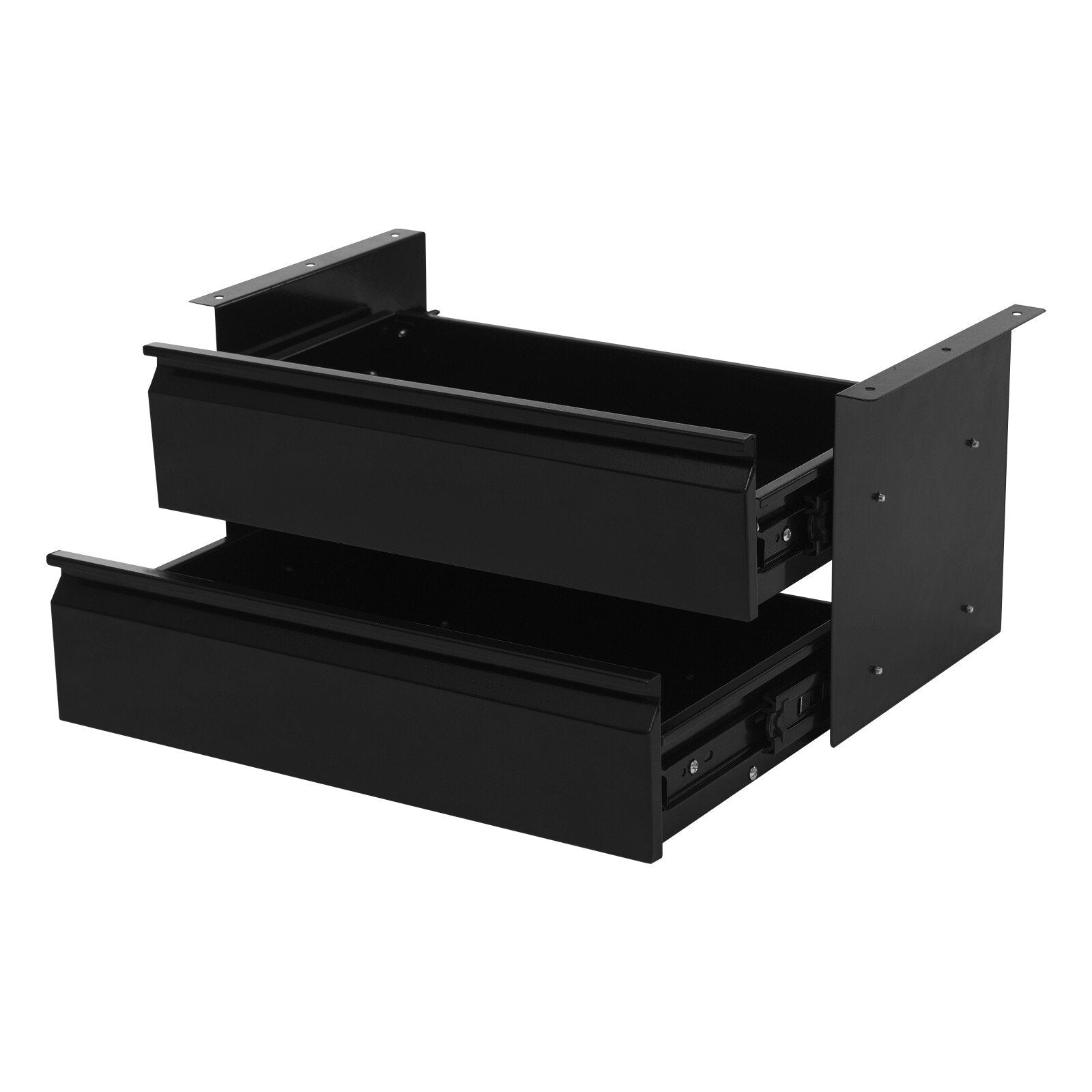 Black Steel Under Desk Sliding Drawer Organizer X62840