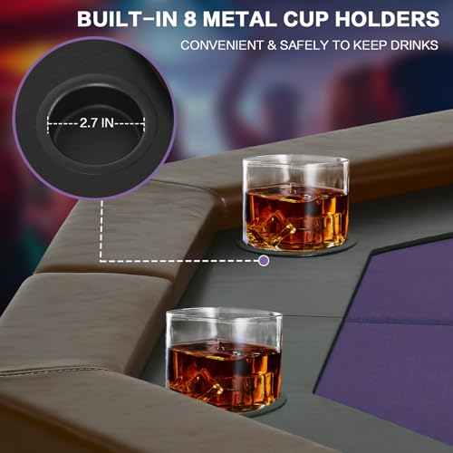 50 inch Foldable Octagon Poker Table with Stainless Steel Cup Holders M62222